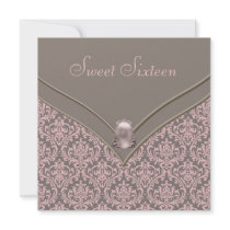 Pink Brown Damask Sweet 16 Party