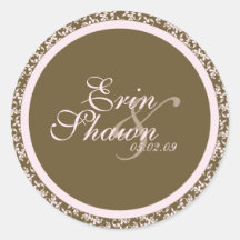 Pink & Brown Damask TEMPLATE Stickers