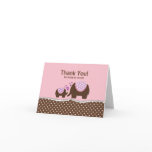 Pink & Brown Elephant Thank You Note Card
