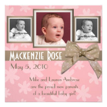 Pink & Brown Flower photo Announcement