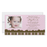 Pink brown girl's birthday party invite photocard