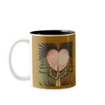 Pink Brown Heart Fractal Art Mug mugs