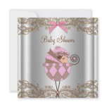Pink Brown Lace Girl Baby Shower