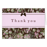 Pink & Brown Lush Floral Thank You Card
