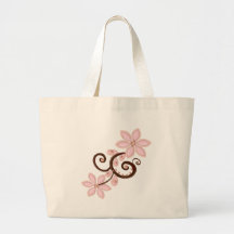 pink & brown modern floral canvas bag