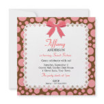 Pink & Brown Polka Dots w/ Lace Sweet 16 Birthday Personalized Invite