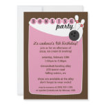 Pink/Brown Retro Bowling Alley Bowling Birthday Announcement