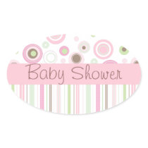Pink Brown Sweet Girl Polka Dot Baby Shower Sticker