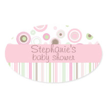 Pink Brown Sweet Girl Polka Dot Baby Shower Sticker