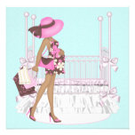 Pink Brown Teal Blue Baby Shower Invitations
