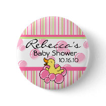 Pink Bubble Ducky Baby Shower Buttons