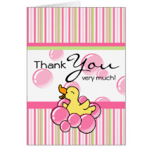 Pink Bubble Ducky Thank You Notes Cards