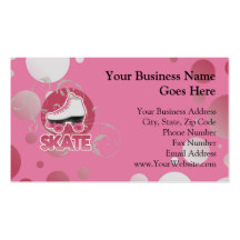 Pink Bubble Swirl Roller Skate, Skating Business Cards