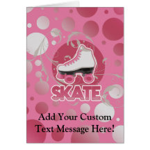 Pink Bubble Swirl Roller Skate, Skating Cards