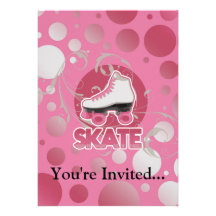 Pink Bubble Swirl Roller Skate, Skating Personalised Announcement