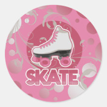 Pink Bubble Swirl Roller Skate, Skating Stickers