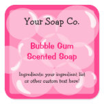 Pink Bubbles Bubble Gum Soap Label