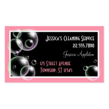 Pink Bubbles Cleaning Service Business Cards