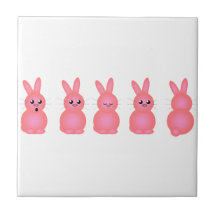 Pink Bunnies Ceramic Tiles