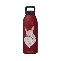 Pink Bunny Happy Valentine's Day Water Bottle
