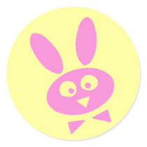 Pink Bunny Round Stickers