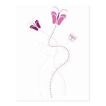 Pink butterflops flying together. postcard