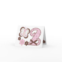 Pink Butterfly 2nd Birthday Invitations Greeting Cards