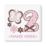 Pink Butterfly 2nd Birthday magnets