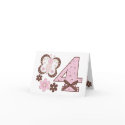 Pink Butterfly 4th Birthday Invitations cards