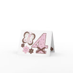 Pink Butterfly 4th Birthday Invitations cards
