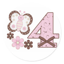 Pink Butterfly 4th Birthday
