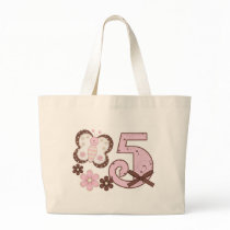 Pink Butterfly 5th Birthday Canvas Bag