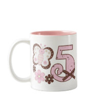 Pink Butterfly 5th Birthday Coffee Mug
