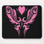 PINK BUTTERFLY AND HEART mousepads