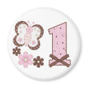 Pink Butterfly First Birthday magnets