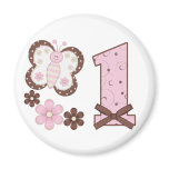 Pink Butterfly First Birthday magnets