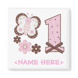 Pink Butterfly First Birthday magnets