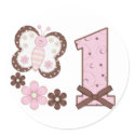 Pink Butterfly First Birthday stickers