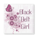 Pink Butterfly Martial Arts Black Belt Girl Magnet