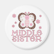 Pink Butterfly Middle Sister Fridge Magnet