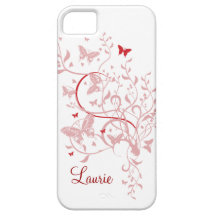 Pink Butterfly Personalised iPhone 5 Case