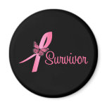 Pink Butterfly Ribbon - Breast Cancer Survivor magnets