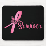Pink Butterfly Ribbon - Breast Cancer Survivor mousepads