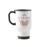 Pink Butterfly Sexy Girl Travel Mug