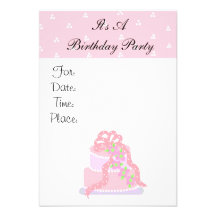 Pink Cake Birthday Party Invitation