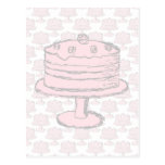 Pink Cake on Pink Cake Pattern. postcards
