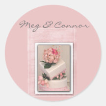 Pink Cake with flowers Round Sticker