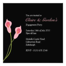 Pink Calla Lilies Engagement Party -black Custom Announcement