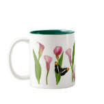 Pink Calla Lilies with Butterflies mugs
