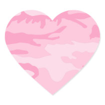 Pink Camo Pattern Heart Sticker